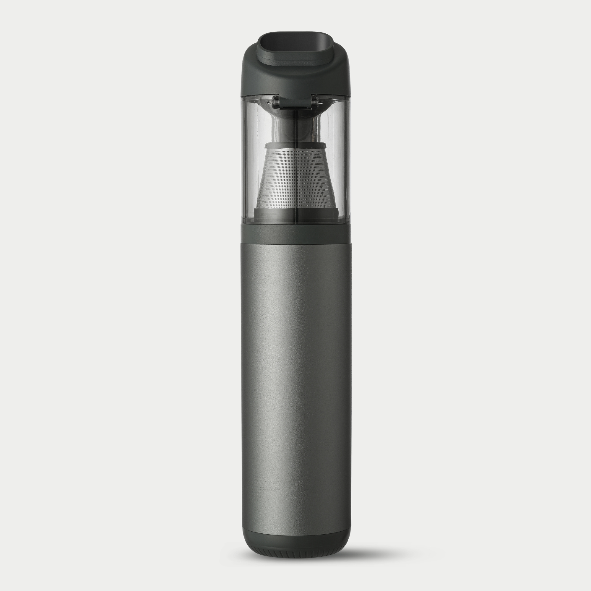 Back view of the Guu Vision 2.0 lightweight handheld vacuum showcasing its ergonomic handle design for comfortable grip.