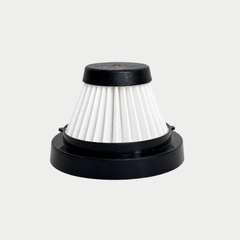 Single high-efficiency replacement filter for the Guu Vision 2.0 handheld vacuum on a white background, designed to trap fine dust and pet dander.