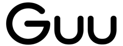 Black 'GUU' logo on a white background